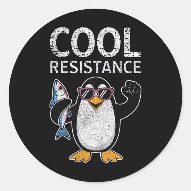 Sticker Rond Résistance Cool subtile Tarifs de pingouin protest (Devant)