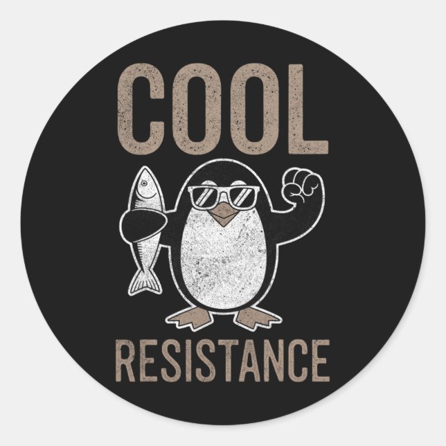 Sticker Rond Résistance Cool subtile Tarifs de pingouin protest (Devant)