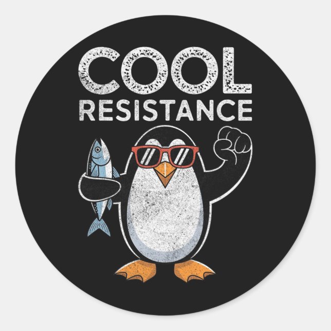 Sticker Rond Résistance Cool subtile Tarifs de pingouin protest (Devant)