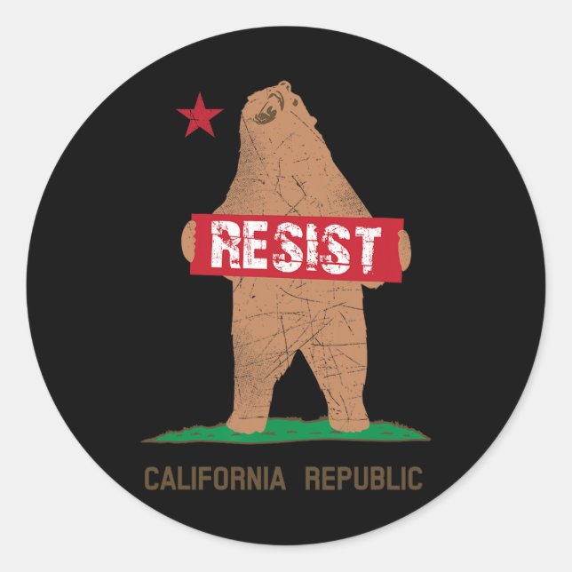Sticker Rond Résistance de l'ours de Californie (Devant)