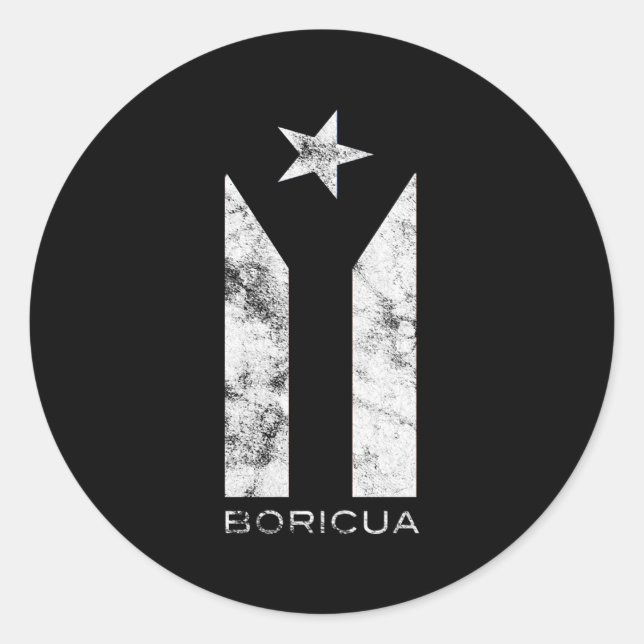Sticker Rond Resiste Boricua Porto Rico Puerto Rico Black Fla (Devant)