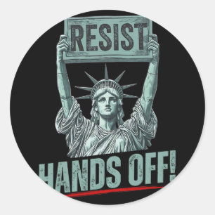 Sticker Rond Résiste Statue De La Liberté Mains Hors Prot