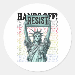 Sticker Rond Résiste Statue De La Liberté Mains Hors Prot