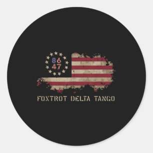 Sticker Rond Résister 8647 Foxtrot Delta Tango Usa Drapeau Mani