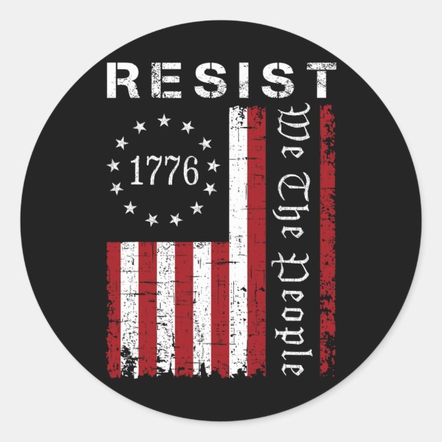 Sticker Rond Résister À La Manifestation Nous Le Peuple Drapeau (Devant)