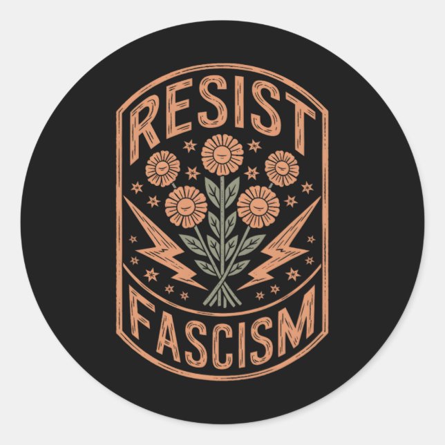 Sticker Rond Résister à la protestation contre le fascisme Trum (Devant)