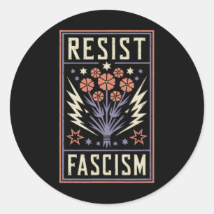 Sticker Rond Résister à la protestation contre le fascisme Trum