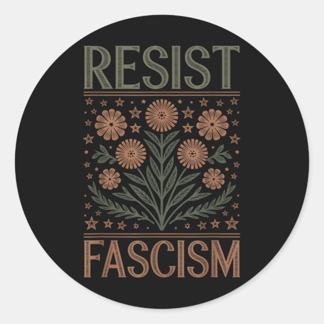Sticker Rond Résister à la protestation contre le fascisme Trum (Devant)