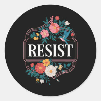 Sticker Rond Résister à la protestation florale Trump Anti Trum