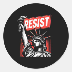Sticker Rond Résister À La Statue De La Liberté Militante Manif