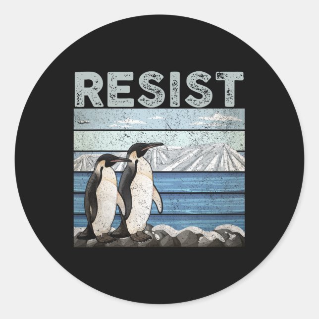 Sticker Rond Résister à l'activisme des pingouins (Devant)