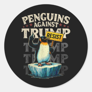 Sticker Rond Résister à l'activisme des pingouins Design graphi
