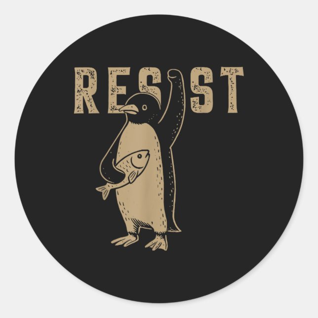 Sticker Rond Résister à l'activisme des pingouins Design graphi (Devant)