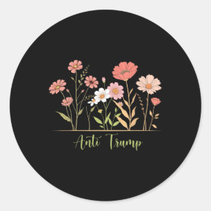 Sticker Rond Résister anti-trump Floral Botanique Libéral Activ
