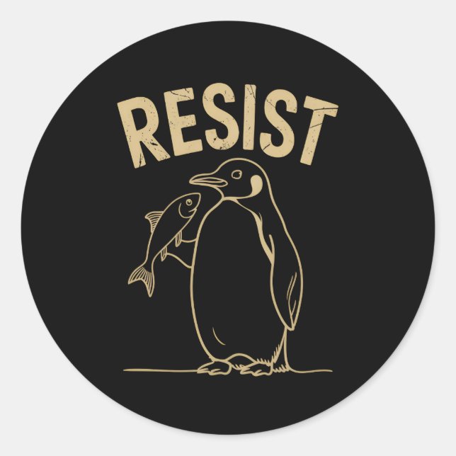 Sticker Rond Résister aux activistes des pingouins Manifestatio (Devant)