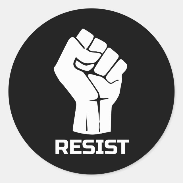 Sticker Rond Résister avec le poing - en blanc (Devant)