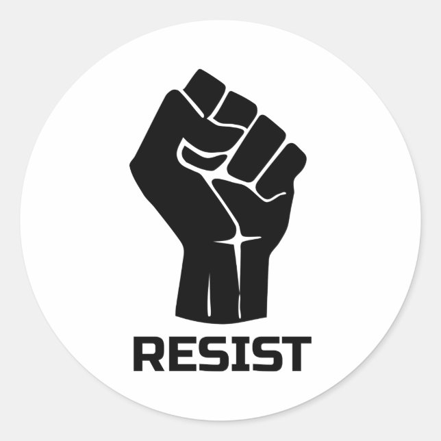 Sticker Rond Résister avec le poing - en noir (Devant)