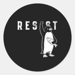Sticker Rond Résister Chemise Penguin Résister Activisme Pengui