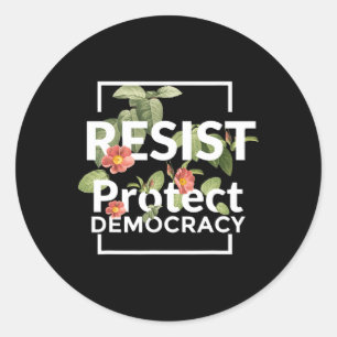 Sticker Rond Résister Protéger La Démocratie Style Boho subtil