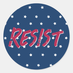 Sticker Rond Résister Résistance Drapeau Rouge et Bleu Couleurs