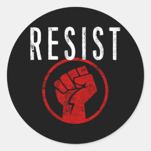 Sticker Rond Résistez À La Chemise Poing - Faites Partie De La