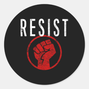 Sticker Rond Résistez À La Chemise Poing - Faites Partie De La