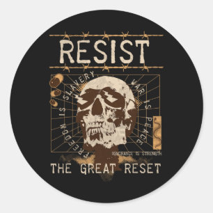 Sticker Rond Résistez À La Grande Réinitialisation Du Ministère