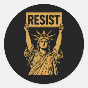 Sticker Rond Résistez À La Manifestation De La Statue De La Lib