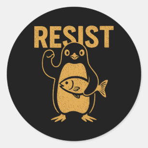 Sticker Rond Résistez À La Manifestation Des Penguins Rebelles 