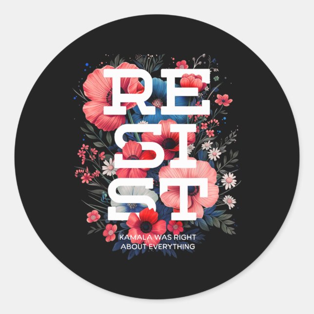 Sticker Rond Résistez au Boho Floral (Devant)