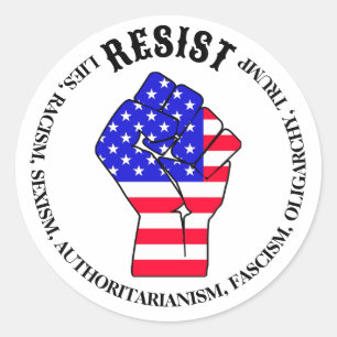 Sticker Rond Résistez au fascisme, à l'oligarchie, à l'anti-Tru