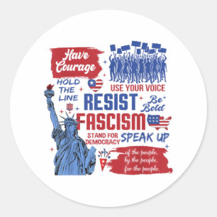 Sticker Rond Résistez au fascisme Activiste Libéral Anti-Trump