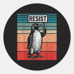 Sticker Rond Résistez Aux Penguins Contre Les Tarifs Trump Drôl