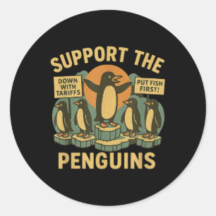 Sticker Rond Résistez aux pingouins contre les tarifs Rétro