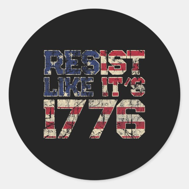 Sticker Rond Résistez comme c'est le drapeau américain 1776 Pat (Devant)