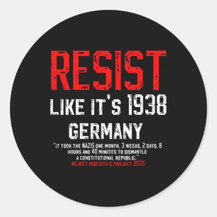 Sticker Rond Résistez comme si c'était en 1938 L'Allemagne reje