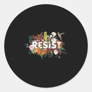 Sticker Rond Résistez Fleur Anti Trump Politique Protestation 1