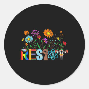 Sticker Rond Résistez Fleur Anti Trump Politique Protestation P