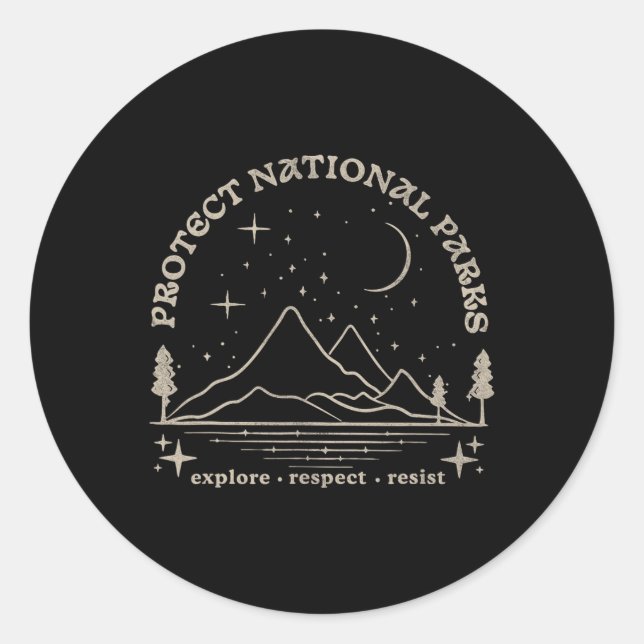Sticker Rond Résistez Protégeons Nos Parcs Nationaux Graphique  (Devant)