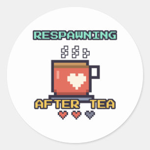 Sticker Rond Respawn après le pixel art du thé