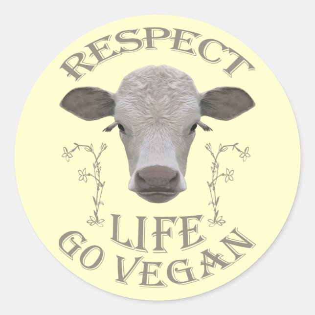 Sticker Rond RESPECT LIFE - Go VEGAN - */* (Devant)