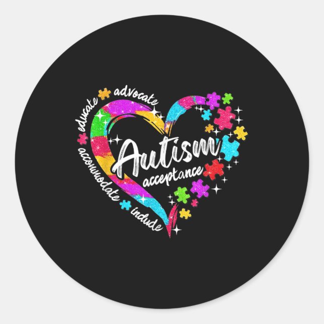 Sticker Rond Respect Love Support Sensibilisation sur l'autisme (Devant)