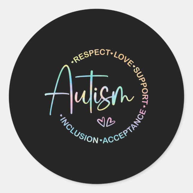 Sticker Rond Respect Love Support Sensibilisation sur l'autisme (Devant)
