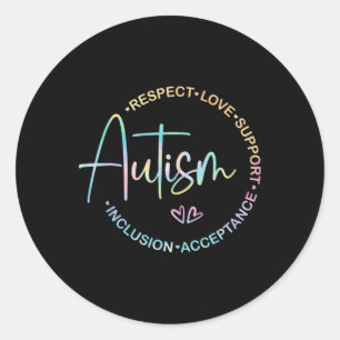 Sticker Rond Respect Love Support Sensibilisation sur l'autisme