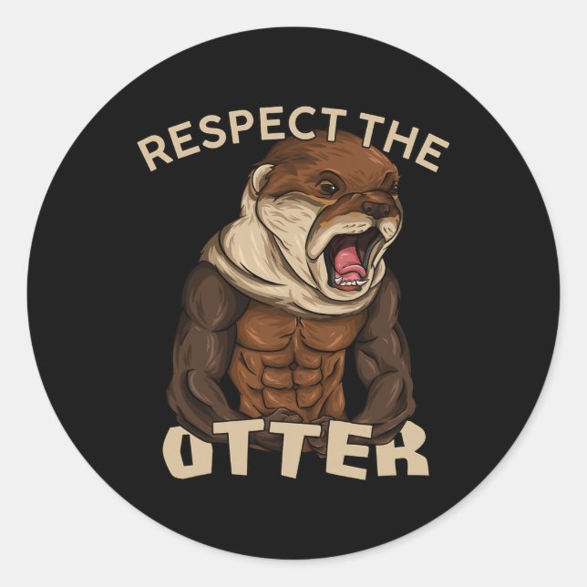 Sticker Rond Respect The Otter - Muscular Fitness Bodybuilder A (Devant)