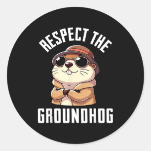 Sticker Rond Respecter la Marmotte T-shirt Hommes Femmes Drôle