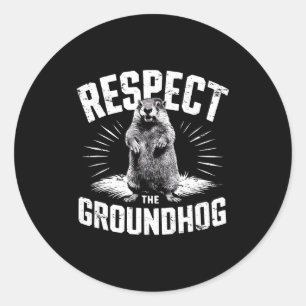 Sticker Rond Respecter Le Jour De La Marmotte Marmotte Woodchuc