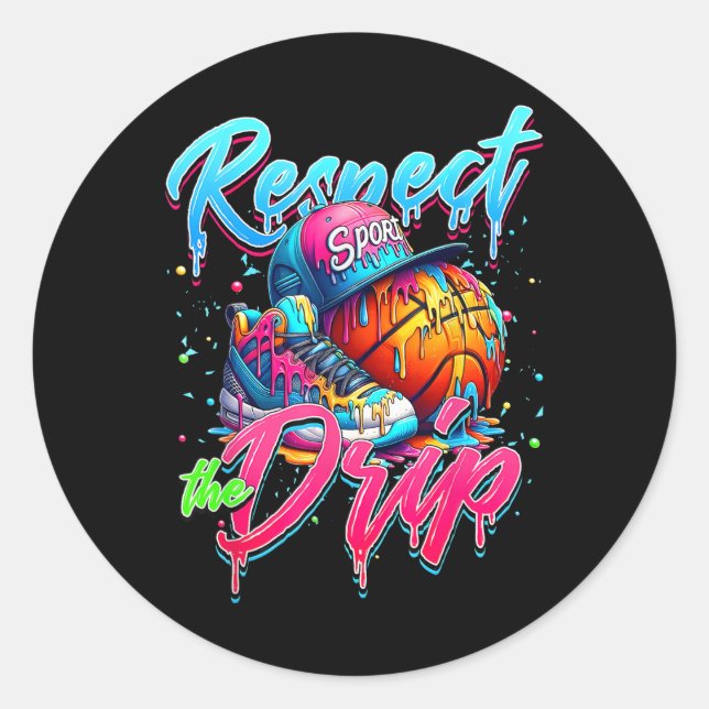 Sticker Rond Respectez La Déchets De Basketball Glace Cream Dri (Devant)