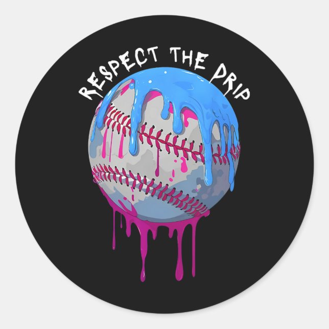 Sticker Rond Respectez La Déchets De Crème Glaciaire De Basebal (Devant)