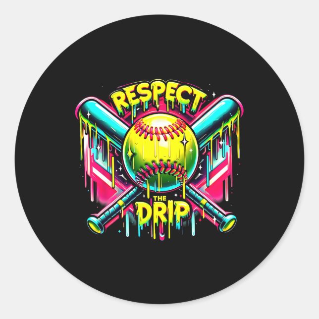 Sticker Rond Respectez La Drift Softball Home Plate Crème Ice D (Devant)
